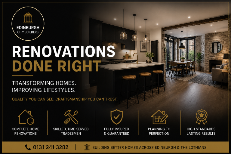 Edinburgh City Builders kitchen and bathroom fitters Renovation Builders In Edinburgh
